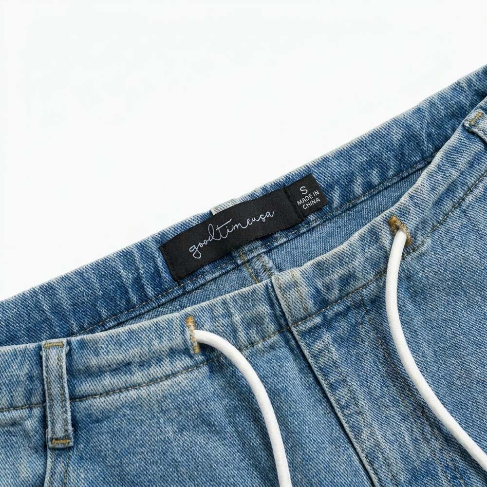 Good Time USA Two-Piece Denim Corset Top & Wide-Leg Jeans Set Size Small NWT